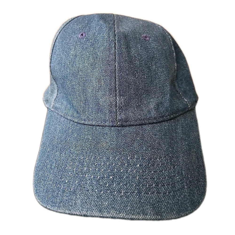 Vtg Blue Denim Hat Baseball Cap Adjustable‎ Dad Hat Y2K 90s Retro Blank Jean